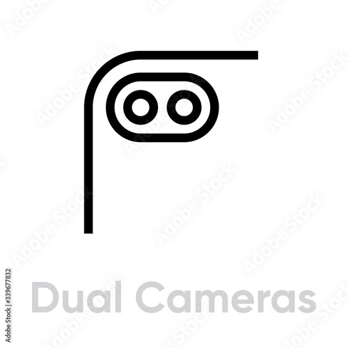 Dual Cameras Phone Multi-Cameras icon. Editable line vector.