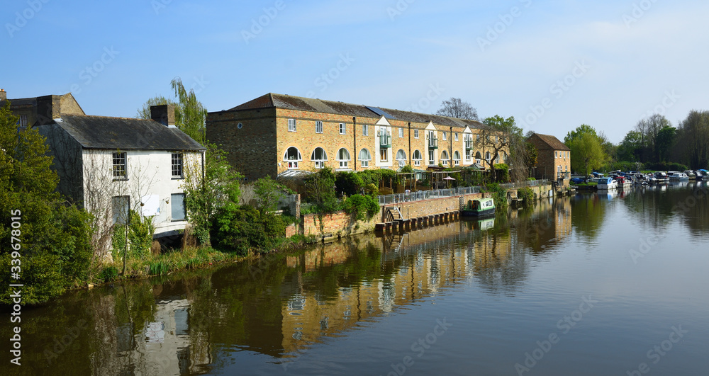 St Neots  Great Ouse riverside properties on a sunny day