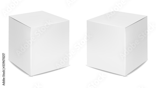 White box isolated, white packaging, realistic box package vector illustration