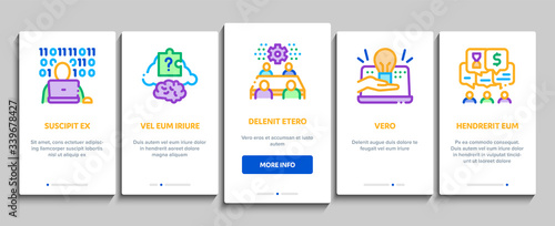 Hackathon Development Onboarding Mobile App Page Screen Vector. Hackathon Business, Developer Coding And Brainstorm, Meeting And Idea Color Contour Illustrations