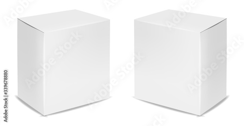 White box isolated, white packaging, realistic box package vector illustration