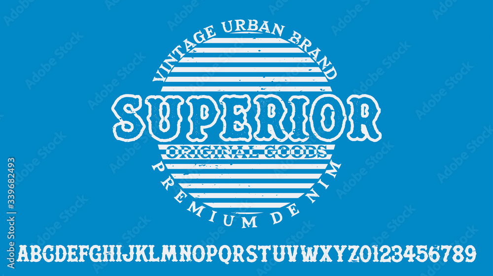 Vector illustration on the theme of denim, raw and jeans in New York City. Vintage design. Grunge background. Typography, t-shirt graphics, print, poster, banner, flyer, postcard.Handmade Vintage Font Vector illustration on the theme of denim, raw and jeans in New York City. Vintage design. Grunge background. Typography, t-shirt graphics, print, poster, banner, flyer, postcard.Handmade Vintage Font
