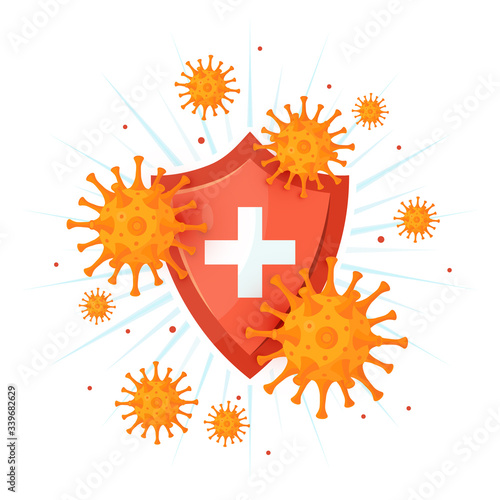 Immune system icon in cartoon style, vector