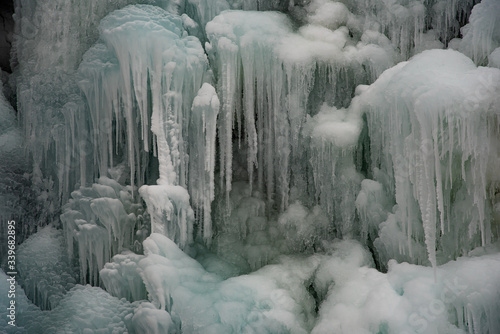 A stunning frozen waterfall in northern Canada, Yukon Territory. Seen in the early winter months. 