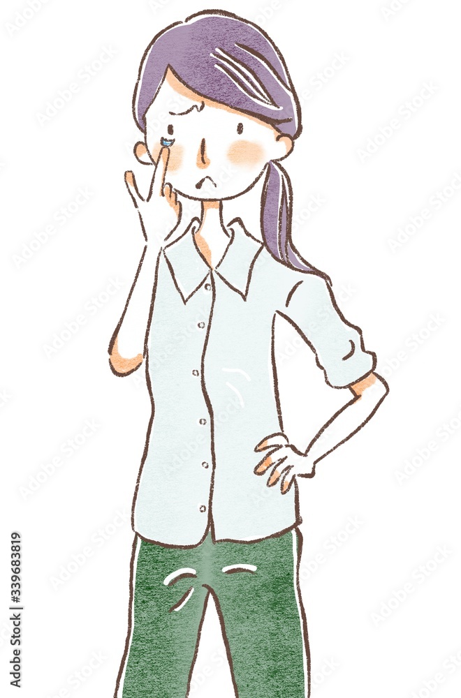 Contact Lens For Vision. Closeup Of Female Face With Applying Contact Lens On Her Eyes. Cute Woman Putting Eye Lenses With Hands Contact Lens For Vision. Closeup Of Female Face With Applying Contact Lens On Her Eyes. Cute Woman Putting Eye Lenses With Hands