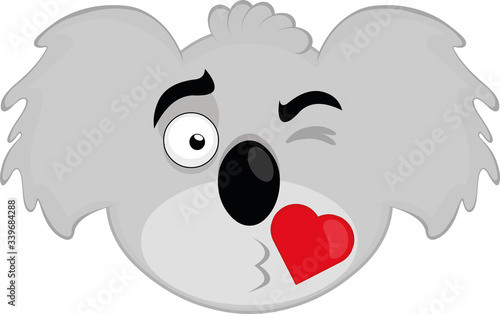 Vector illustration of the face of a koala cartoon giving a kiss
