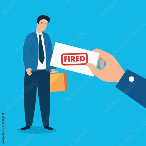 businessman sad fired of work vector illustration design