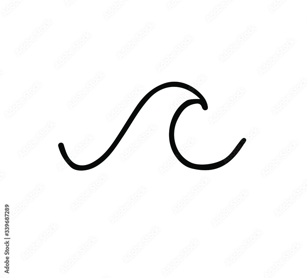 Vector hand drawn doodle sketch wave isolated on white background