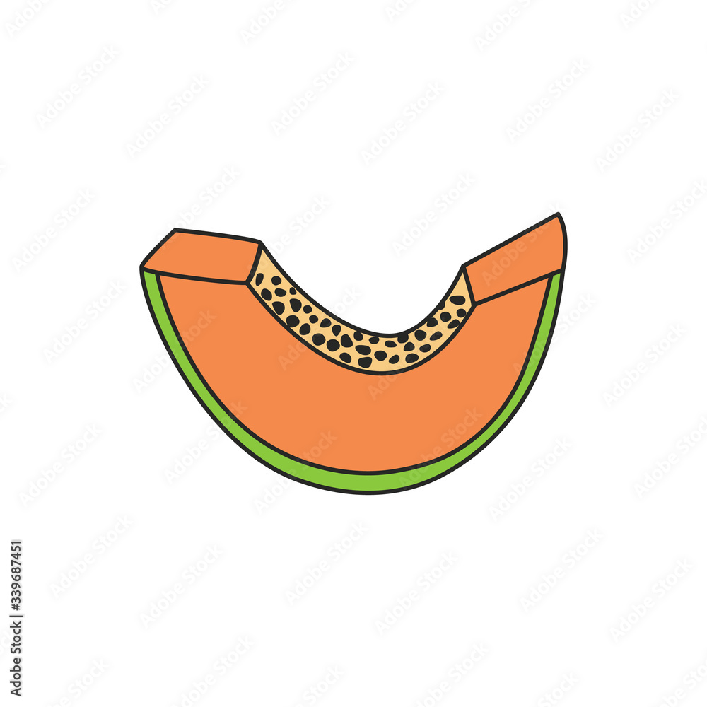 Isolated papaya illustration on white background. Papaya slice illustration in vector. Tropical fruit Isolated papaya illustration on white background. Papaya slice illustration in vector. Tropical fruit