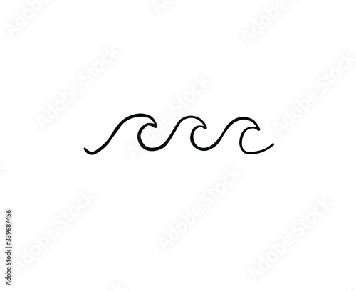 Vector hand drawn doodle sketch sea wave isolated on white background