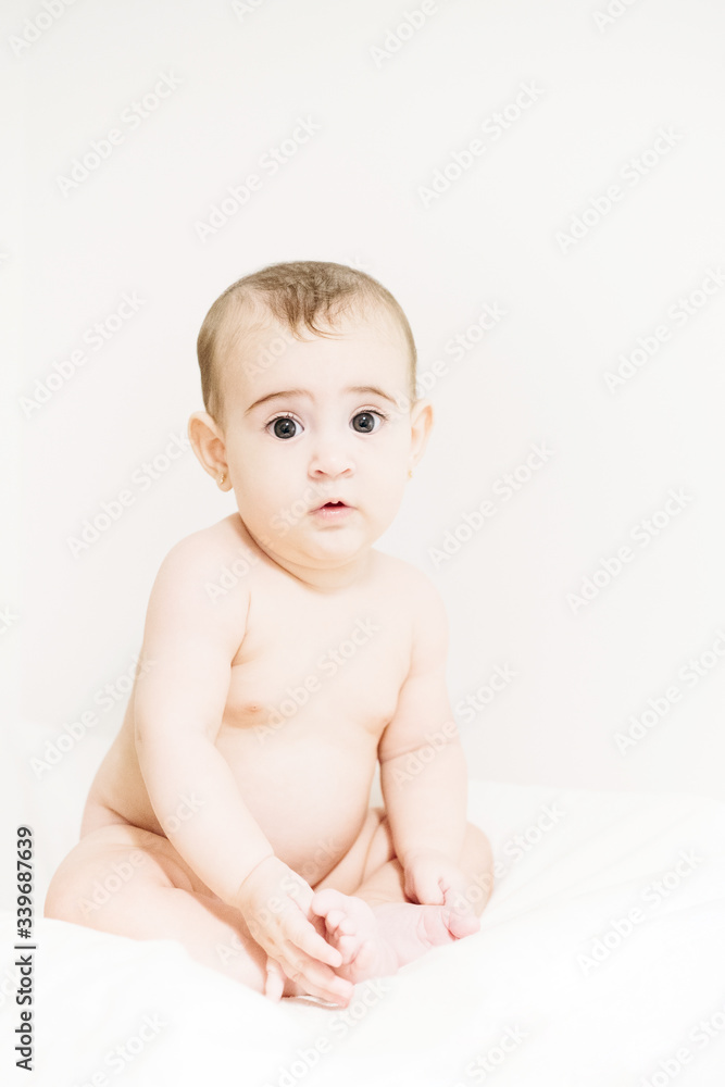 Portrait of cute baby, isolated on white Portrait of cute baby, isolated on white
