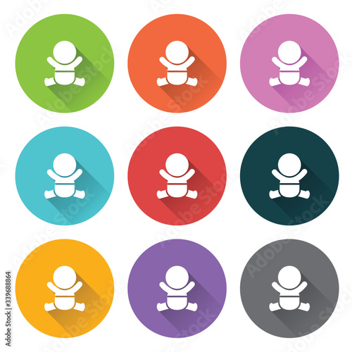 Human newborn baby, toddler or infant flat icon for apps and websites