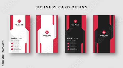 Vertical business card template with abstract background