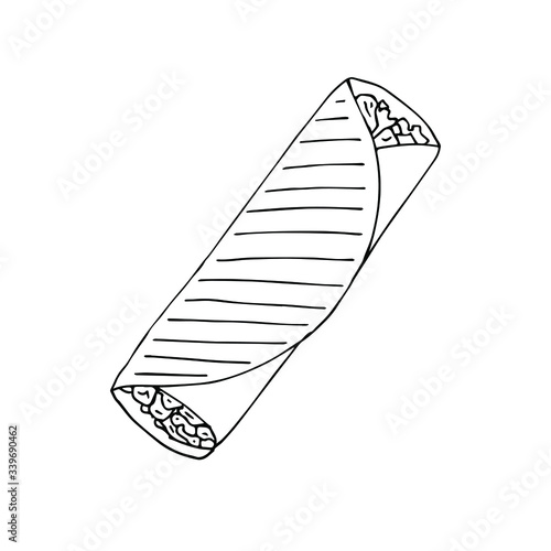 Vector hand drawn doodle sketch shawarma isolated on white background