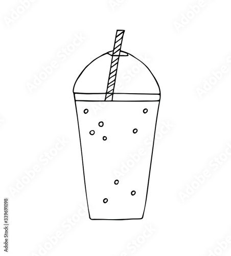 Vector hand drawn doodle sketch smoothie milk shake drink isolated on white background