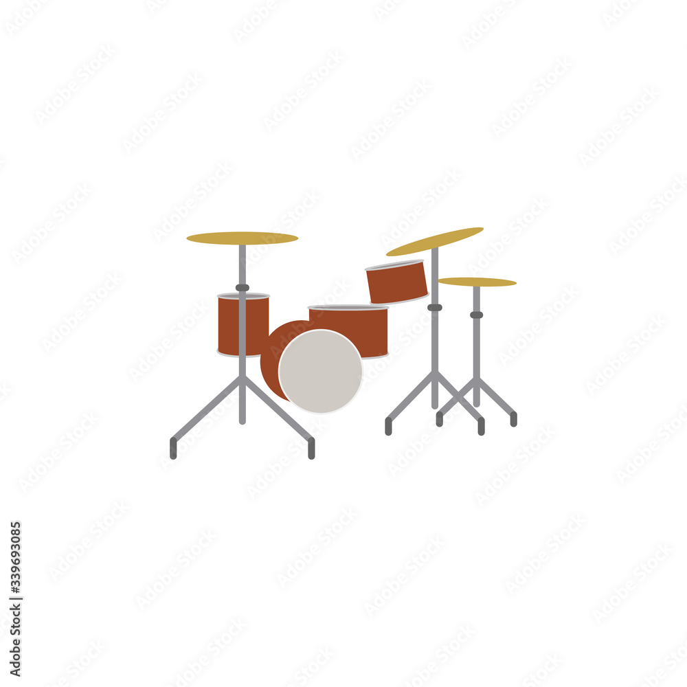 drum kit color illustration icon on white background drum kit color illustration icon on white background