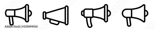 Megaphone icon set. Volume symbol. Megaphone different design icon collection.Flat design.Vector