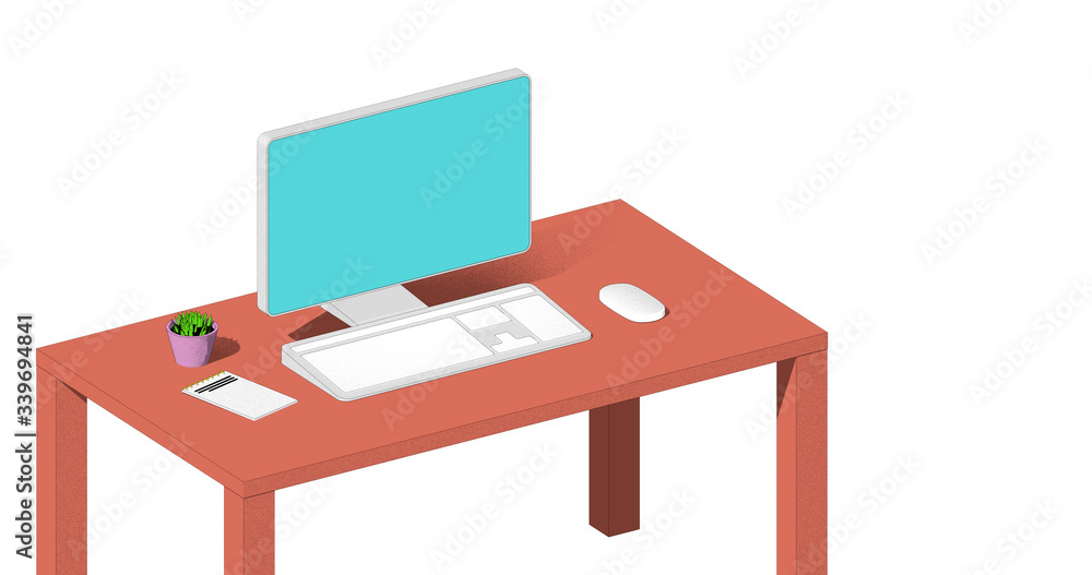 Desktop with laptop flat illustration Desktop with laptop flat illustration