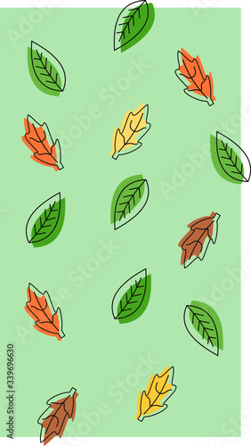 seamless background with two different leaves with different shadow colors