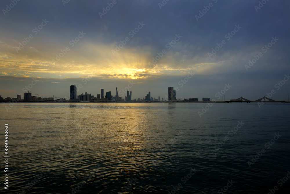 Bahrain skyline during sunset, HDR