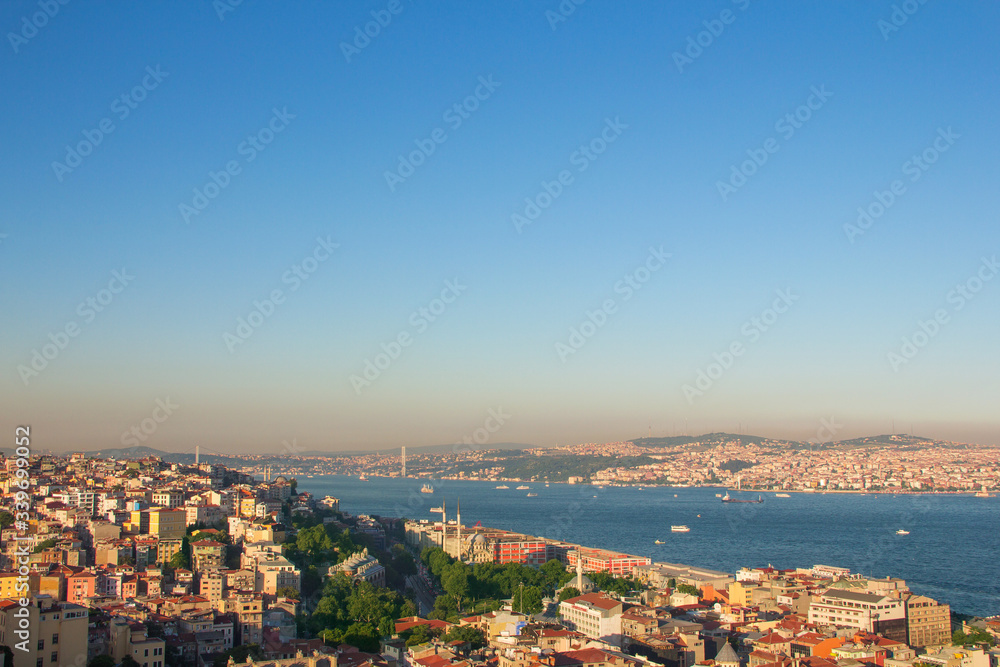 Istanbul. View of the city and the sea from the Galata tower.