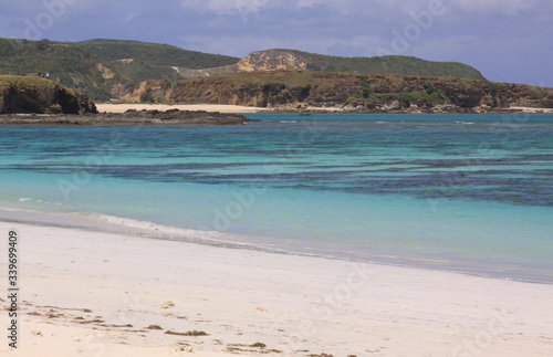 Crystal clear turquoise water at Kuta beach Lombok