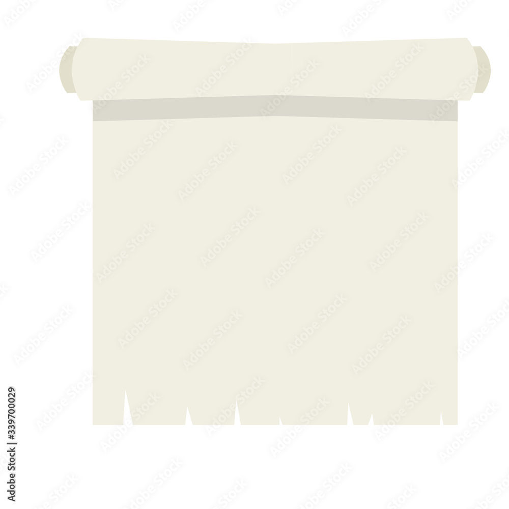 Blank sheet of paper with roll. Cartoon flat illustration. Ancient scroll papyrus. Place for text and template Blank sheet of paper with roll. Cartoon flat illustration. Ancient scroll papyrus. Place for text and template