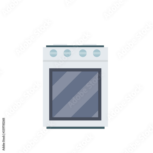 Stove for cooking. Kitchen furniture. Cartoon flat illustration. Modern Oven. Gas cooker. Home Appliances