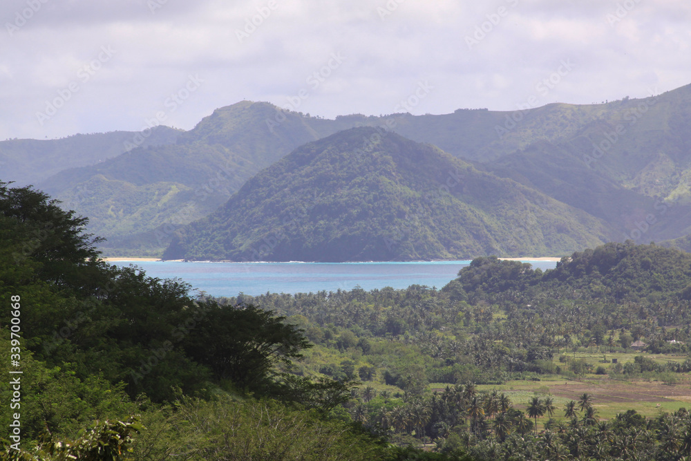 Panoramic view of Mawun beach in Lombok, Indonesia