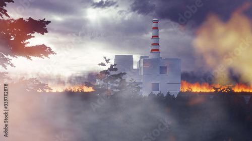 Fotografie forest during forest wildfires around the Chornobyl exclusion zone