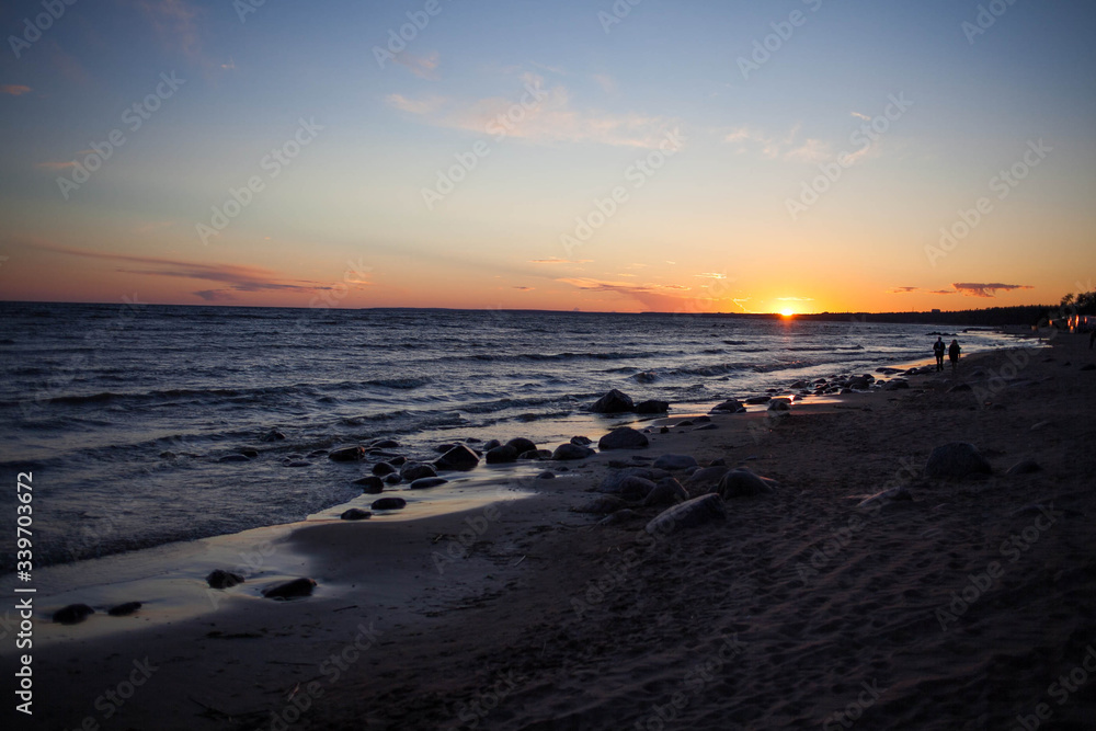 Seashore during bright sundown. Composition of the nature. Seashore during bright sundown. Composition of the nature.
