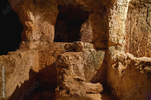 Ancient christian cemetery (catacombs) of Saint Paul. Famous historical landmark in Rabat, Malta.