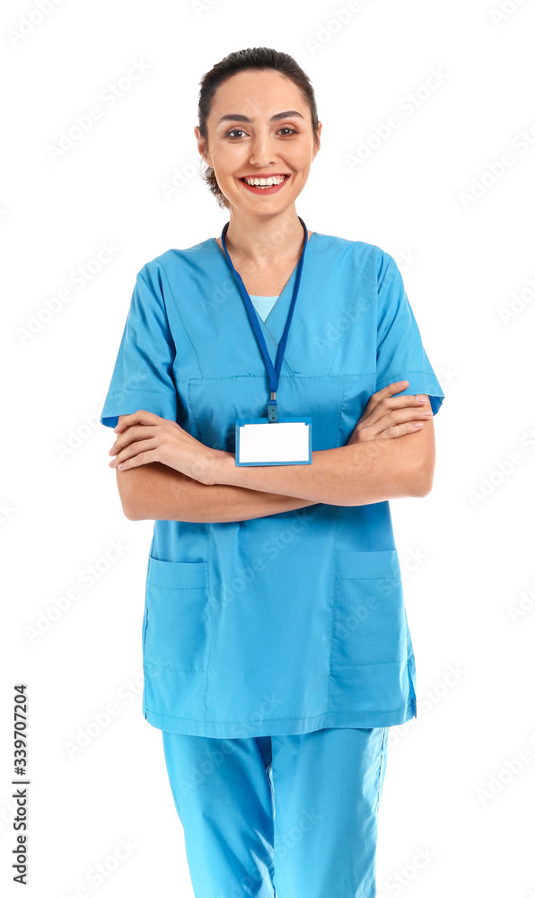 Portrait of young female doctor on white background Portrait of young female doctor on white background