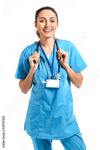 Smiling female doctor or nu...