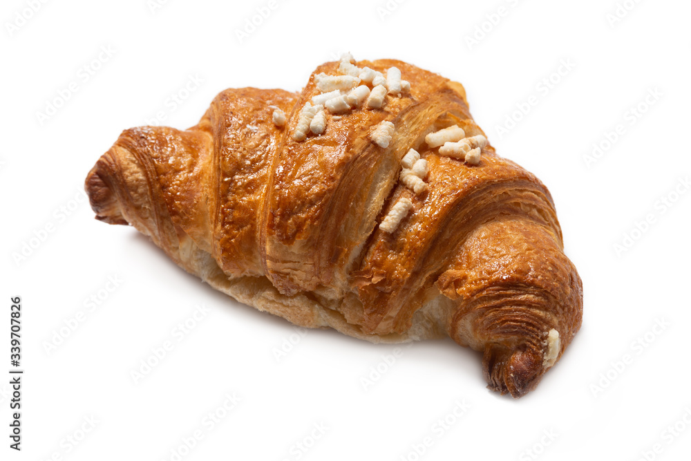 Croissant fresco isolato su fondo bianco Croissant fresco isolato su fondo bianco