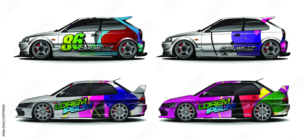 Car wrap decal design vector. abstract Graphic background kit designs for vehicle, race car, rally, livery, sport car
Car wrap decal design vector. abstract Graphic background kit designs for vehicle, race car, rally, livery, sport car