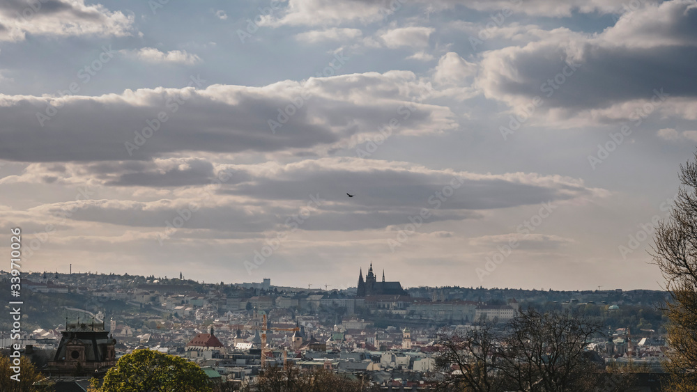 Prague with spring coming, view of Prague Castle
