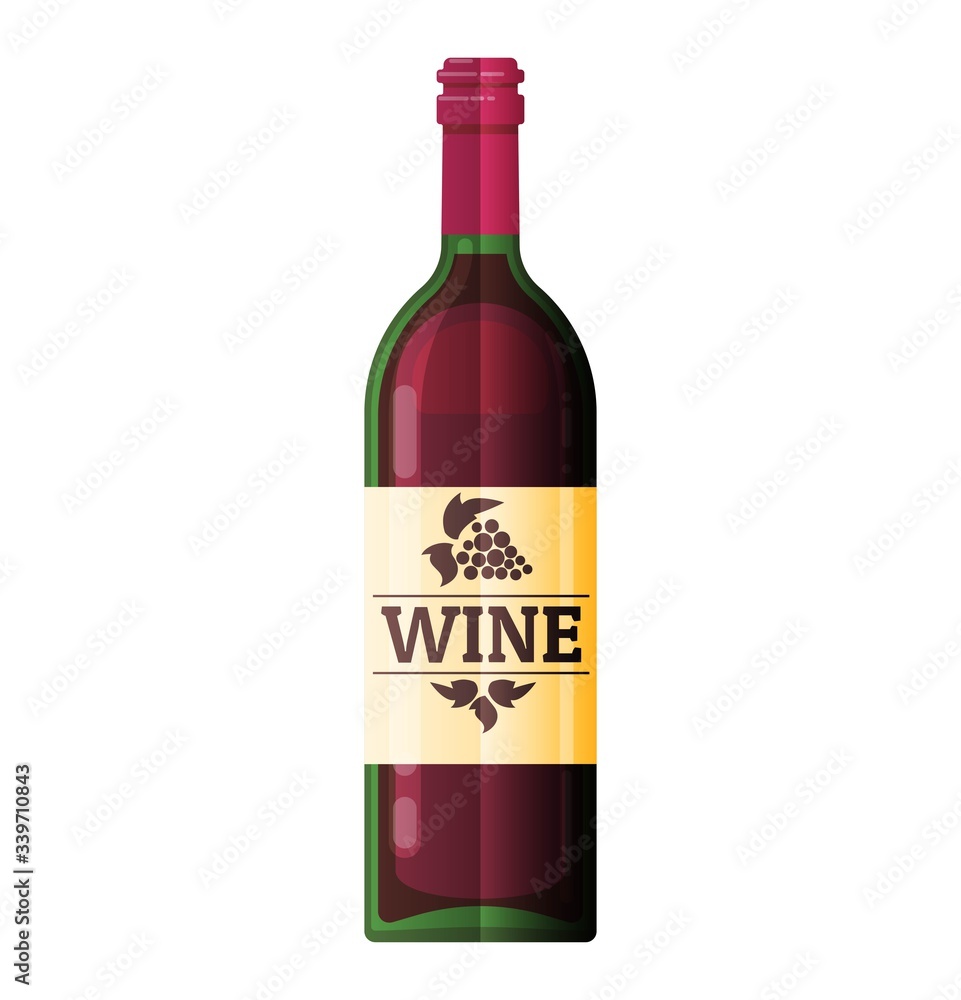 Wine bottle flat wine bottle vector icon