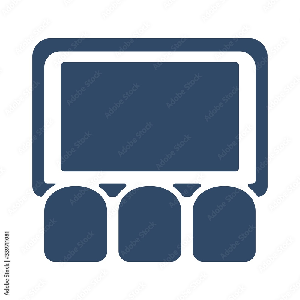 Cinema hall icon. Flat design. Cinema hall icon. Flat design.