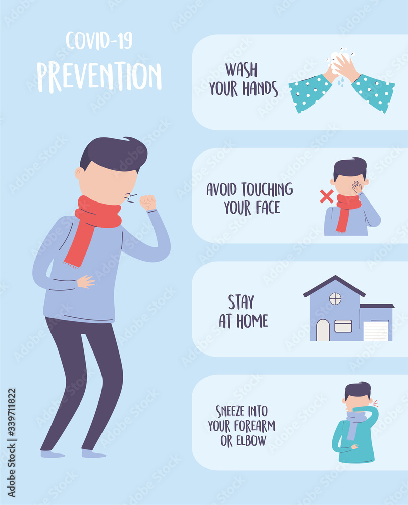 covid 19 pandemic infographic, practical prevention tips to avoid contagion