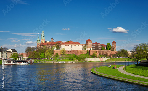 Royal Wawel Castle Cracow Springtime view of Vistula river