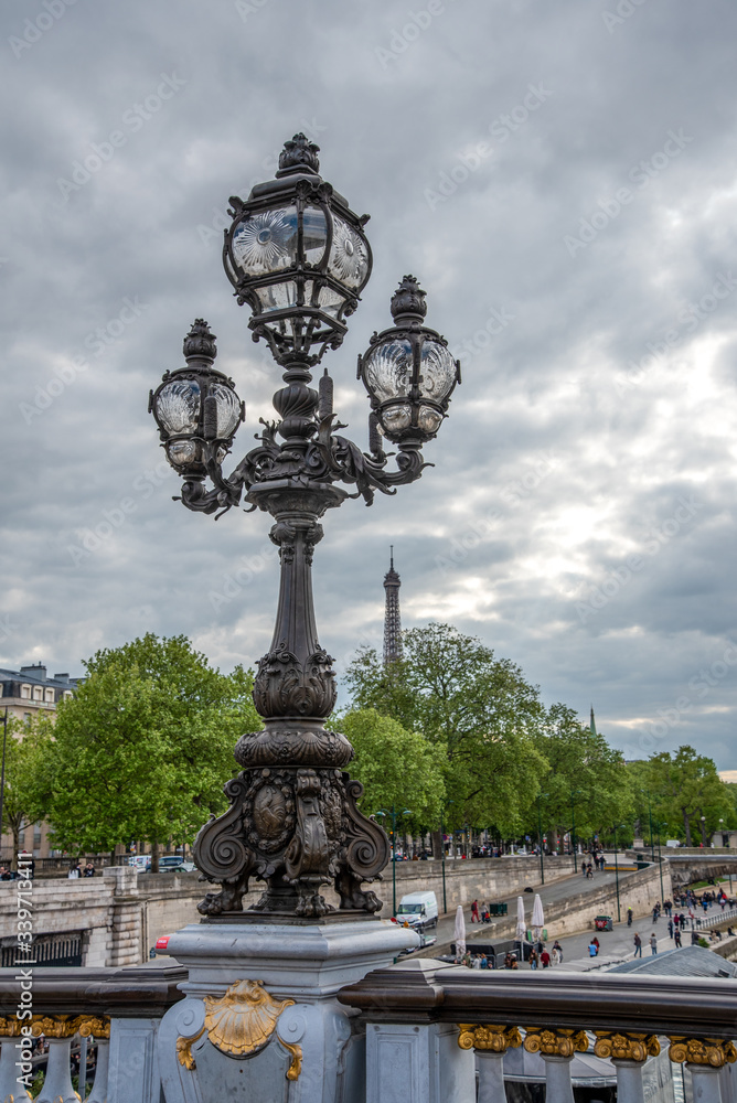Classicist Street Light on Bridge Alexandre III, Paris/France