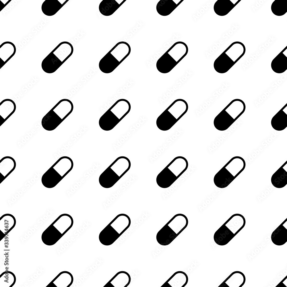 Vector seamless pattern with medical pills for gift wrapping paper, covering and branding on the white background. Concept of healthcare and medicine Vector seamless pattern with medical pills for gift wrapping paper, covering and branding on the white background. Concept of healthcare and medicine