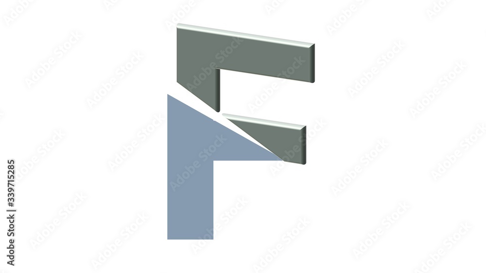 HALF 3D SILVER ENGLISH ALPHABETS LETTERS WITH WHITE BACKGROUND : F HALF 3D SILVER ENGLISH ALPHABETS LETTERS WITH WHITE BACKGROUND : F