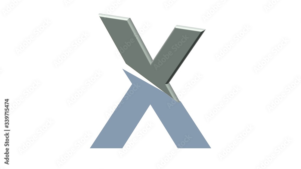 HALF 3D SILVER ENGLISH ALPHABETS LETTERS WITH WHITE BACKGROUND : X HALF 3D SILVER ENGLISH ALPHABETS LETTERS WITH WHITE BACKGROUND : X