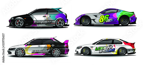 Car wrap decal design vector. abstract Graphic background kit designs for vehicle, race car, rally, livery, sport car

