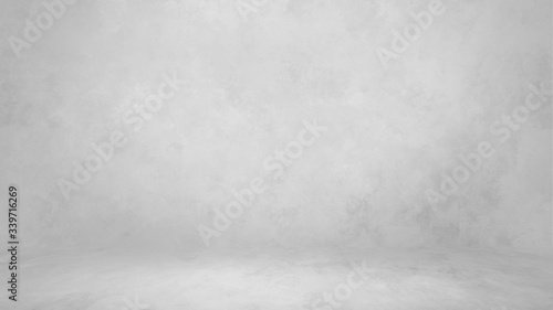 Fotografi Gray light background backdrop studio, wall and floor with texture