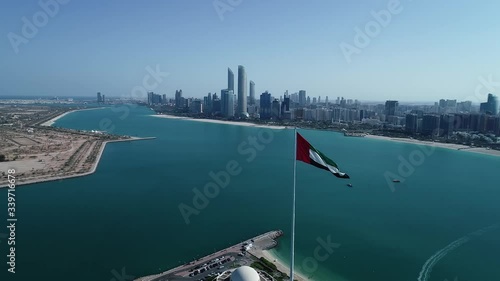General view of Most popular place in Abu Dhabi is Corniche Street aerial shooting