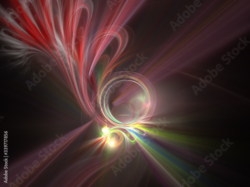 Abstract Colored Illustration - Soft Iridescent Colorful Cloud of Brilliant Energy, Glowing Plasma. Smoke, Energy Discharge, Digital Flames, Artistic Design. Minimal Soft Background Image