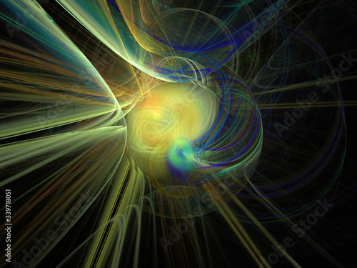 Abstract Colored Illustration - Soft Iridescent Colorful Cloud of Brilliant Energy, Glowing Plasma. Smoke, Energy Discharge, Digital Flames, Artistic Design. Minimal Soft Background Image